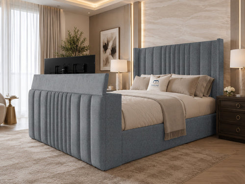 Carlton Wrap Wing Storage TV Bed Set with End Lift – 48" Floor Standing Headboard