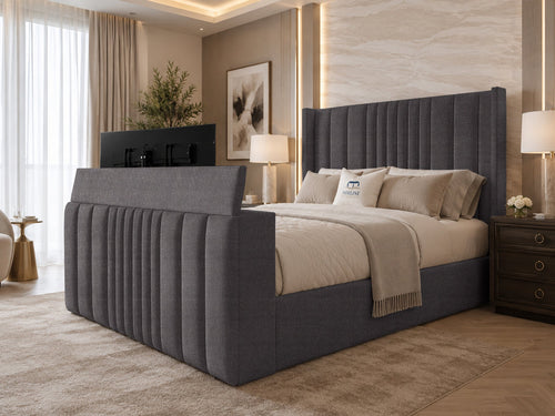Carlton Wrap Wing Storage TV Bed Set with End Lift – 54" Floor Standing Headboard