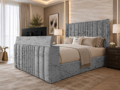 Carlton Wrap Wing Storage TV Bed Set with End Lift – 60" Floor Standing Headboard