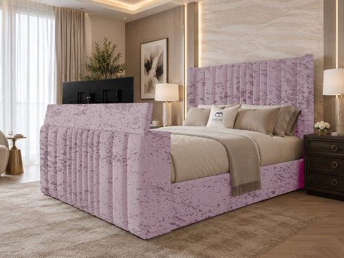 Carlton Wrap Wing Storage TV Bed Set with End Lift – 60" Floor Standing Headboard