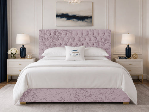 Clarence Tufted Upholstered Bed Set with Floor Standing Headboard, Footboard & Storage Upgrade Option
