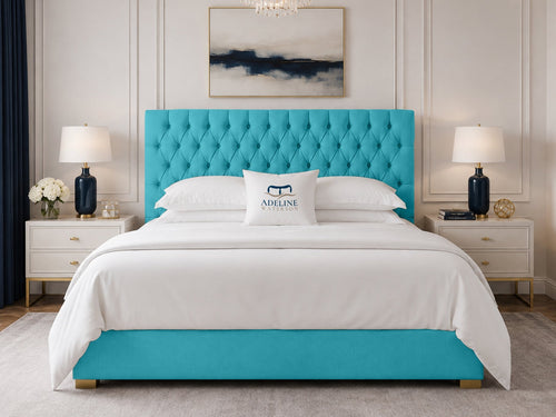 Clarence Tufted Upholstered Bed Set with Floor Standing Headboard, Footboard & Storage Upgrade Option