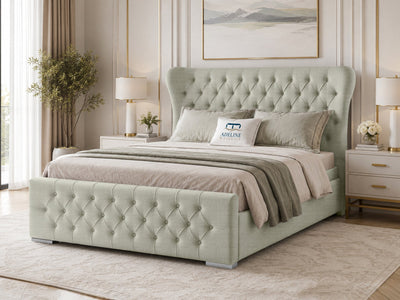 Winslet Curved Button-Tufted Wingback Upholstered Bed