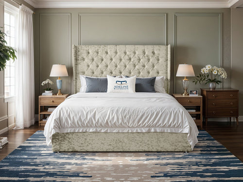 Curved Elisabeth Button-Tufted Wingback Divan Bed Set with Storage Drawers, Floor Standing Headboard & Footboard