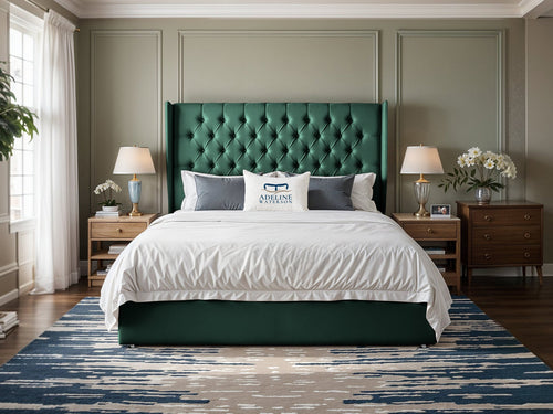 Curved Elisabeth Button-Tufted Wingback Divan Bed Set with Storage Drawers, Floor Standing Headboard & Footboard
