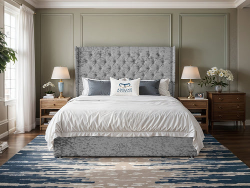 Curved Elisabeth Button-Tufted Wingback Divan Bed Set with Storage Drawers, Floor Standing Headboard & Footboard
