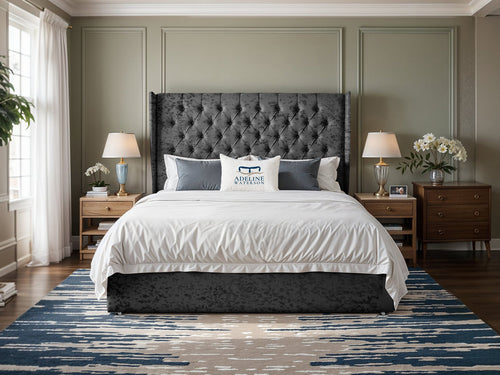 Curved Elisabeth Button-Tufted Wingback Divan Bed Set with Storage Drawers, Floor Standing Headboard & Footboard