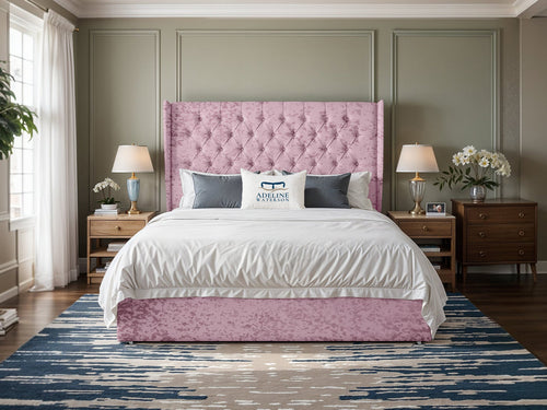 Curved Elisabeth Button-Tufted Wingback Divan Bed Set with Storage Drawers, Floor Standing Headboard & Footboard