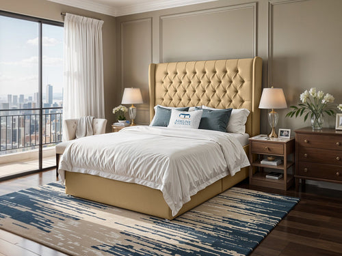 Curved Elisabeth Button-Tufted Wingback Divan Bed Set with Storage Drawers, Floor Standing Headboard & Footboard