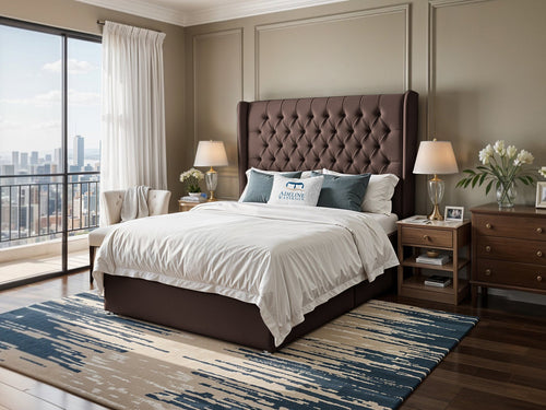 Curved Elisabeth Button-Tufted Wingback Divan Bed Set with Storage Drawers, Floor Standing Headboard & Footboard