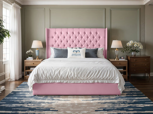 Curved Elisabeth Button-Tufted Wingback Divan Bed Set with Storage Drawers, Floor Standing Headboard & Footboard