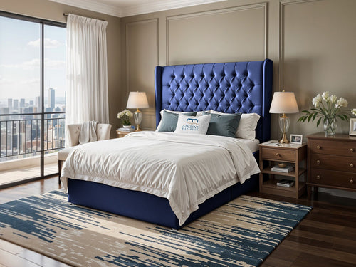 Curved Elisabeth Button-Tufted Wingback Divan Bed Set with Storage Drawers, Floor Standing Headboard & Footboard