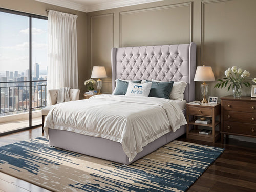 Curved Elisabeth Button-Tufted Wingback Divan Bed Set with Storage Drawers, Floor Standing Headboard & Footboard