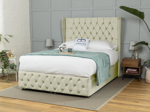 Darlington Button-Tufted Ottoman End Lift Storage Bed Set with Floor Standing Headboard & Footboard