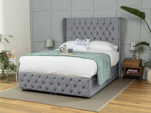 Darlington Button-Tufted Ottoman End Lift Storage Bed Set with Floor Standing Headboard & Footboard