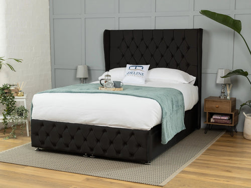 Darlington Button-Tufted Ottoman End Lift Storage Bed Set with Floor Standing Headboard & Footboard