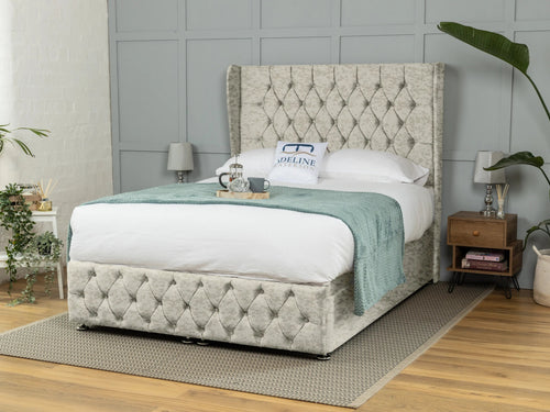 Darlington Button-Tufted Ottoman End Lift Storage Bed Set with Floor Standing Headboard & Footboard