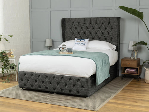 Darlington Button-Tufted Ottoman End Lift Storage Bed Set with Floor Standing Headboard & Footboard