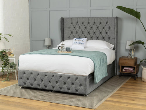 Darlington Button-Tufted Ottoman End Lift Storage Bed Set with Floor Standing Headboard & Footboard