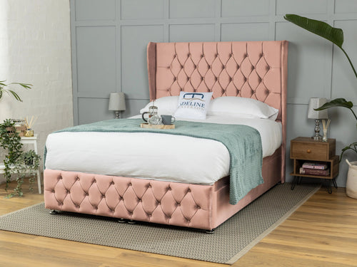 Darlington Button-Tufted Ottoman End Lift Storage Bed Set with Floor Standing Headboard & Footboard