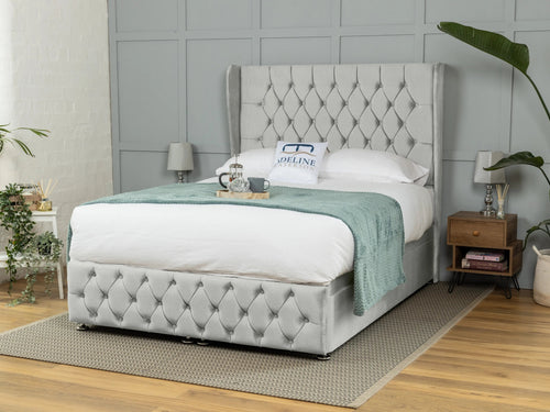 Darlington Button-Tufted Ottoman End Lift Storage Bed Set with Floor Standing Headboard & Footboard