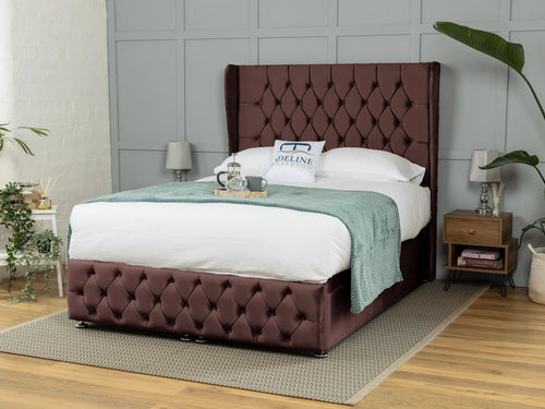 Darlington Button-Tufted Ottoman End Lift Storage Bed Set with Floor Standing Headboard & Footboard