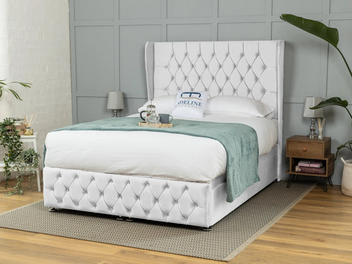 Darlington Button-Tufted Ottoman End Lift Storage Bed Set with Floor Standing Headboard & Footboard