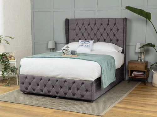 Darlington Button-Tufted Ottoman End Lift Storage Bed Set with Floor Standing Headboard & Footboard