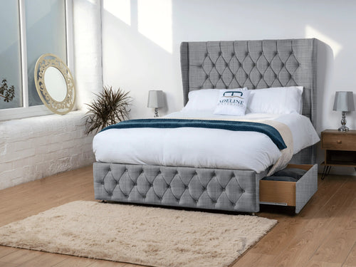 Dartmouth Vertical Channel Divan Bed Set with Storage Drawers, Floor Standing Headboard & Footboard
