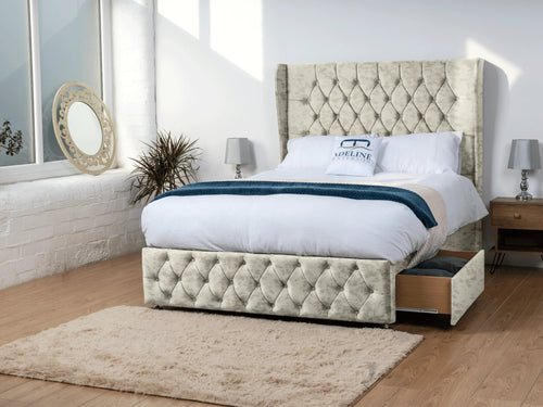 Dartmouth Vertical Channel Divan Bed Set with Storage Drawers, Floor Standing Headboard & Footboard