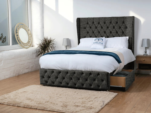 Dartmouth Vertical Channel Divan Bed Set with Storage Drawers, Floor Standing Headboard & Footboard