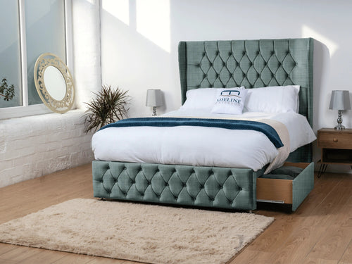 Dartmouth Vertical Channel Divan Bed Set with Storage Drawers, Floor Standing Headboard & Footboard