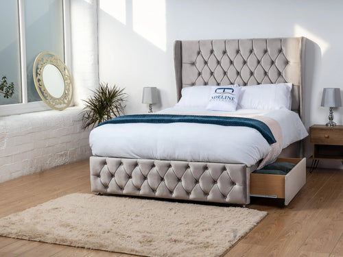 Dartmouth Vertical Channel Divan Bed Set with Storage Drawers, Floor Standing Headboard & Footboard