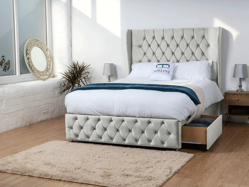 Dartmouth Vertical Channel Divan Bed Set with Storage Drawers, Floor Standing Headboard & Footboard