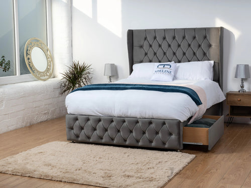 Dartmouth Vertical Channel Divan Bed Set with Storage Drawers, Floor Standing Headboard & Footboard