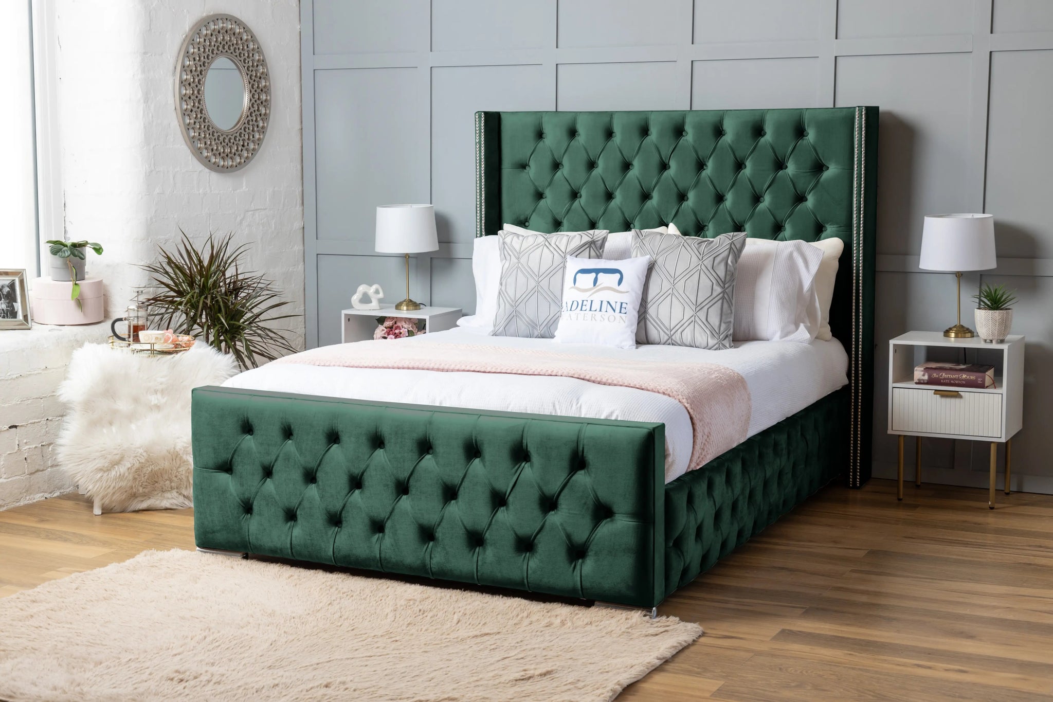 Duchess Upholstered Bed - Silver Chenile - Adeline Waterson