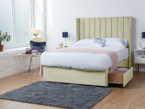 Eastleigh Vertical Panel Divan Bed Set with Storage Drawers, Floor Standing Headboard & Footboard