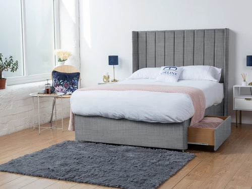 Eastleigh Vertical Panel Divan Bed Set with Storage Drawers, Floor Standing Headboard & Footboard