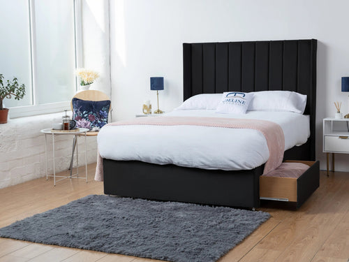 Eastleigh Vertical Panel Divan Bed Set with Storage Drawers, Floor Standing Headboard & Footboard