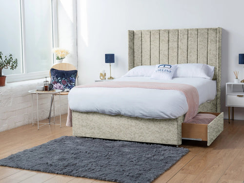 Eastleigh Vertical Panel Divan Bed Set with Storage Drawers, Floor Standing Headboard & Footboard