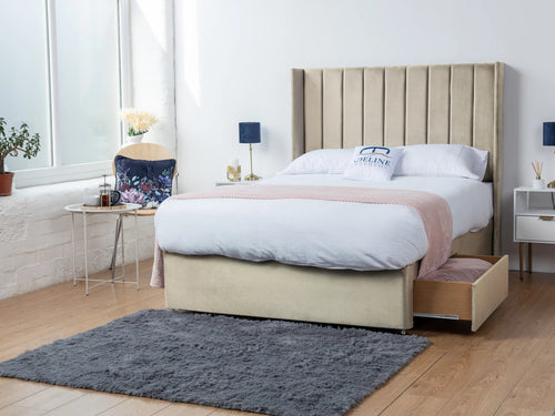 Eastleigh Vertical Panel Divan Bed Set with Storage Drawers, Floor Standing Headboard & Footboard