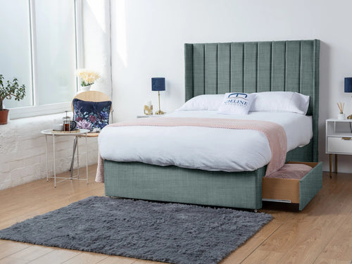 Eastleigh Vertical Panel Divan Bed Set with Storage Drawers, Floor Standing Headboard & Footboard