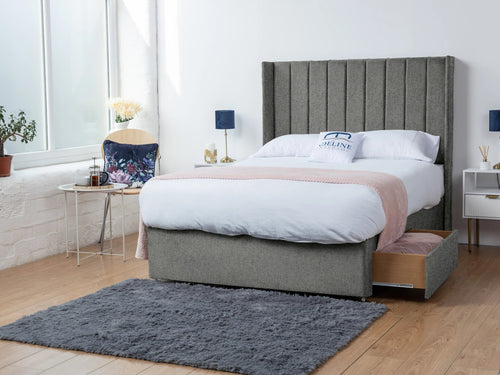 Eastleigh Vertical Panel Divan Bed Set with Storage Drawers, Floor Standing Headboard & Footboard