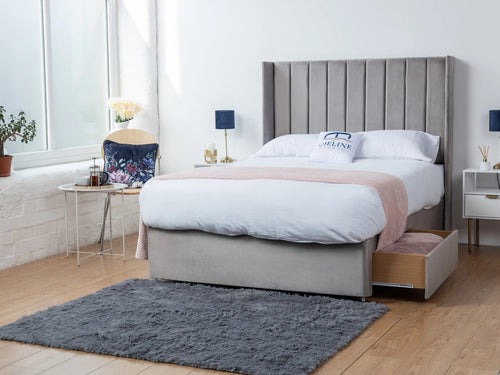 Eastleigh Vertical Panel Divan Bed Set with Storage Drawers, Floor Standing Headboard & Footboard