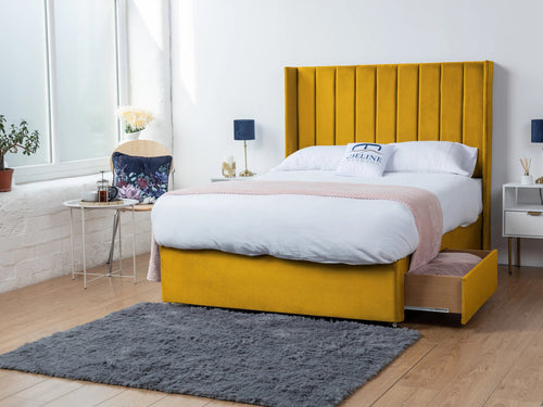 Eastleigh Vertical Panel Divan Bed Set with Storage Drawers, Floor Standing Headboard & Footboard