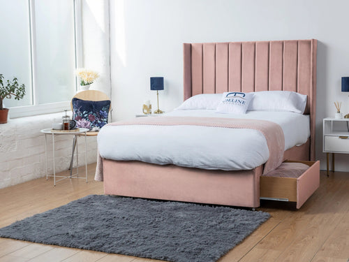 Eastleigh Vertical Panel Divan Bed Set with Storage Drawers, Floor Standing Headboard & Footboard