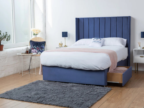 Eastleigh Vertical Panel Divan Bed Set with Storage Drawers, Floor Standing Headboard & Footboard