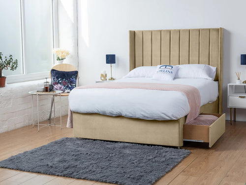 Eastleigh Vertical Panel Divan Bed Set with Storage Drawers, Floor Standing Headboard & Footboard