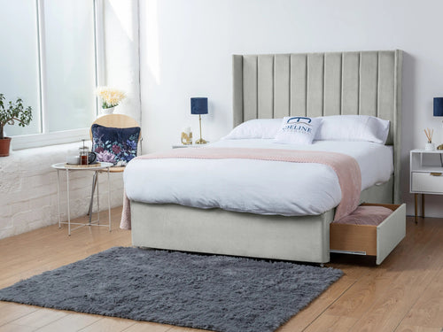 Eastleigh Vertical Panel Divan Bed Set with Storage Drawers, Floor Standing Headboard & Footboard