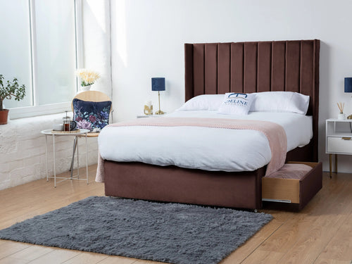 Eastleigh Vertical Panel Divan Bed Set with Storage Drawers, Floor Standing Headboard & Footboard